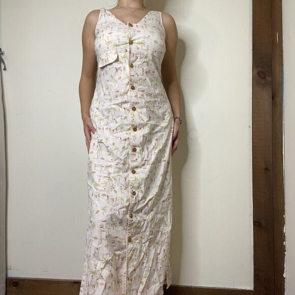 David Warren New York Womens Light Pink Beach Girl Pattern Long Dress Size 10 - Picture 1 of 14